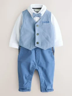 Hot Baker by Ted Baker Blue Smart Bow Tie Rompersuit