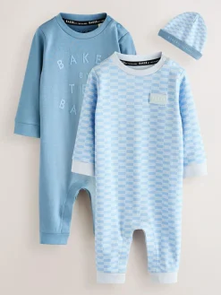 New Baker by Ted Baker Blue Sleepsuits and Reversible Hat Set