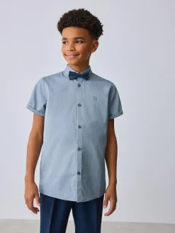 Baker by Ted Baker Blue Short Sleeve Shirt with Bow Tie