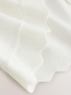 Best Baker by Ted Baker Bow Sleeve Scallop Edge Cardigan White