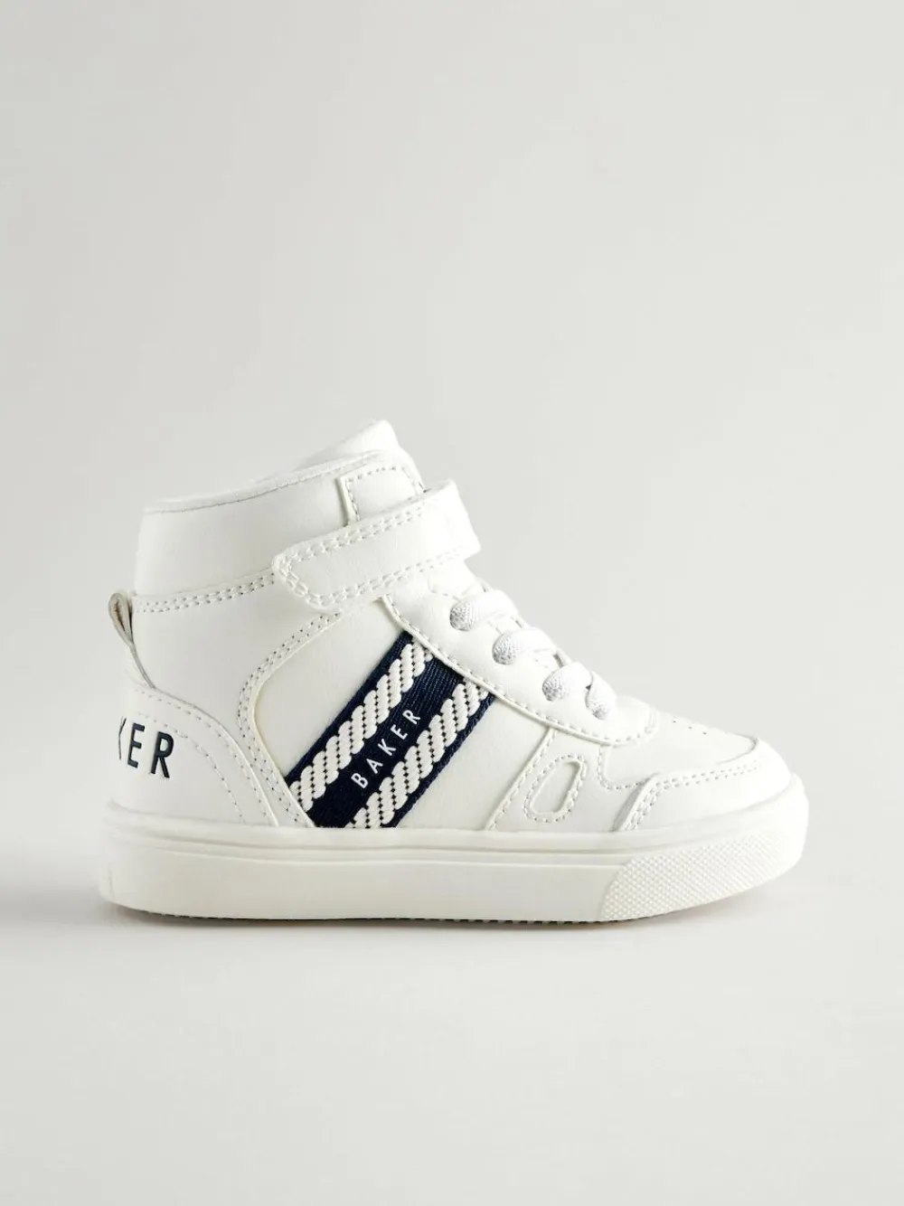 Sale Baker by Ted Baker Boys Branded Tape Hi-Top White Trainers