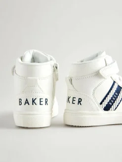 Sale Baker by Ted Baker Boys Branded Tape Hi-Top White Trainers