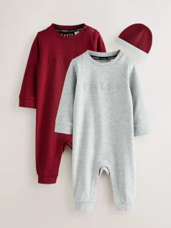 Baker by Ted Baker Burgundy Red/Grey Romper and Reversible Hat^ Rompers & Overalls
