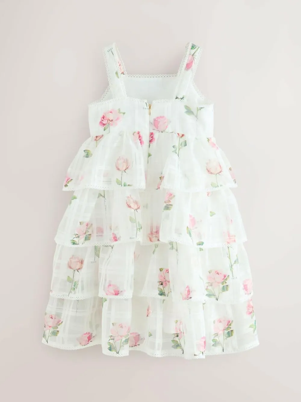 Online Baker by Ted Baker Burnout Organza Floral Tiered Midi White Dress