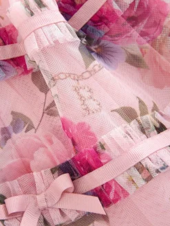 Baker by Ted Baker Floral Mesh Long Sleeve Bow Dress^ Dresses