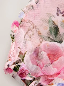 Baker by Ted Baker Floral Mesh Long Sleeve Bow Dress^ Dresses