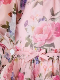 Baker by Ted Baker Floral Mesh Long Sleeve Bow Dress^ Dresses