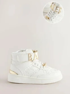 Hot Baker by Ted Baker Girls White Charm Hi-Top Trainers