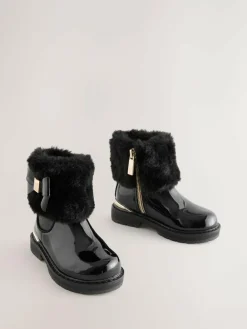 Sale Baker by Ted Baker Girls Faux Fur Cuff Boots with Bow Black