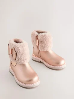 Baker by Ted Baker Girls Faux Fur Cuff Boots with Bow^ Baby Boots|Boots