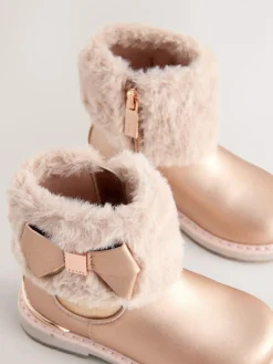 Baker by Ted Baker Girls Faux Fur Cuff Boots with Bow^ Baby Boots|Boots