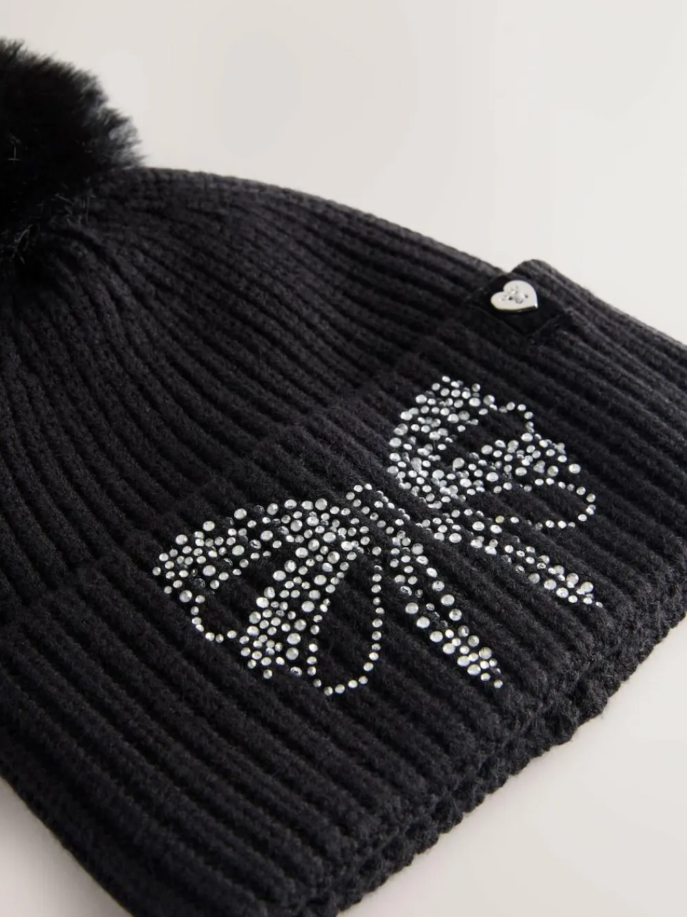Baker by Ted Baker Girls Knitted Diamanté Bow Pom Hat and Gloves Set^ Hats, Gloves & Scarves