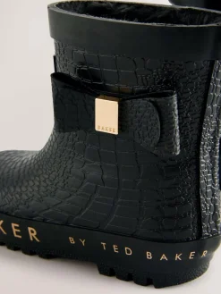 Baker by Ted Baker Girls Faux Fur Lined Welly Boots with Bow^ Boots