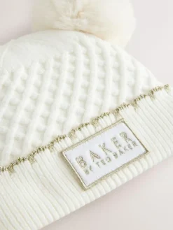 Baker by Ted Baker Girls Double Pom Eared Hat and Mittens Set^ Hats & Scratch Mitts|Hats, Gloves & Scarves