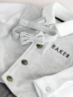 Hot Baker by Ted Baker Grey Smart Bow Tie Rompersuit