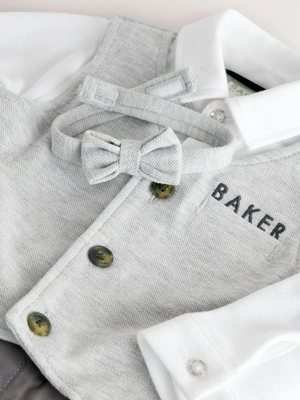 Hot Baker by Ted Baker Grey Smart Bow Tie Rompersuit