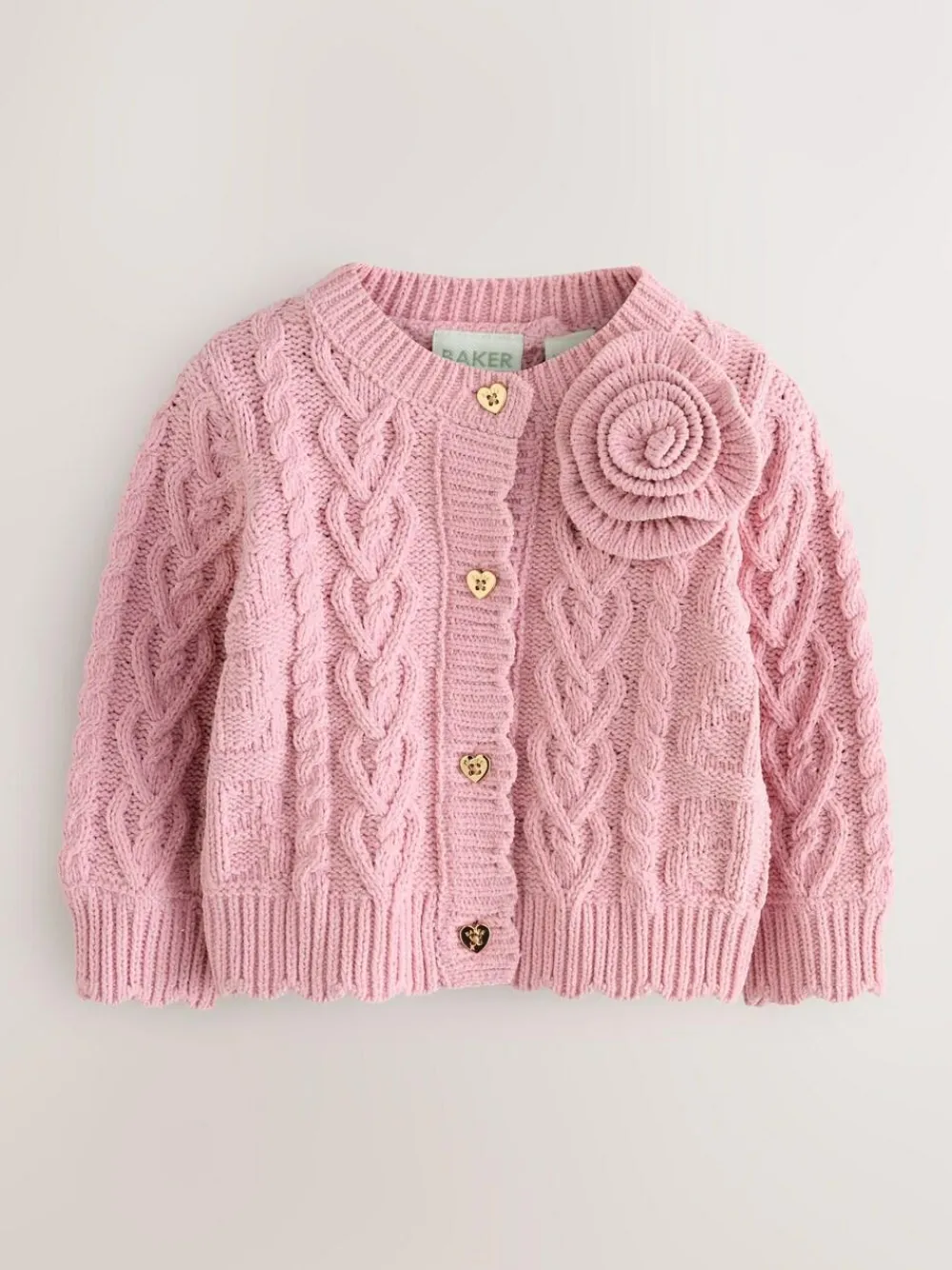Outlet Baker by Ted Baker Knitted Corsage Cardigan Dusky Pink