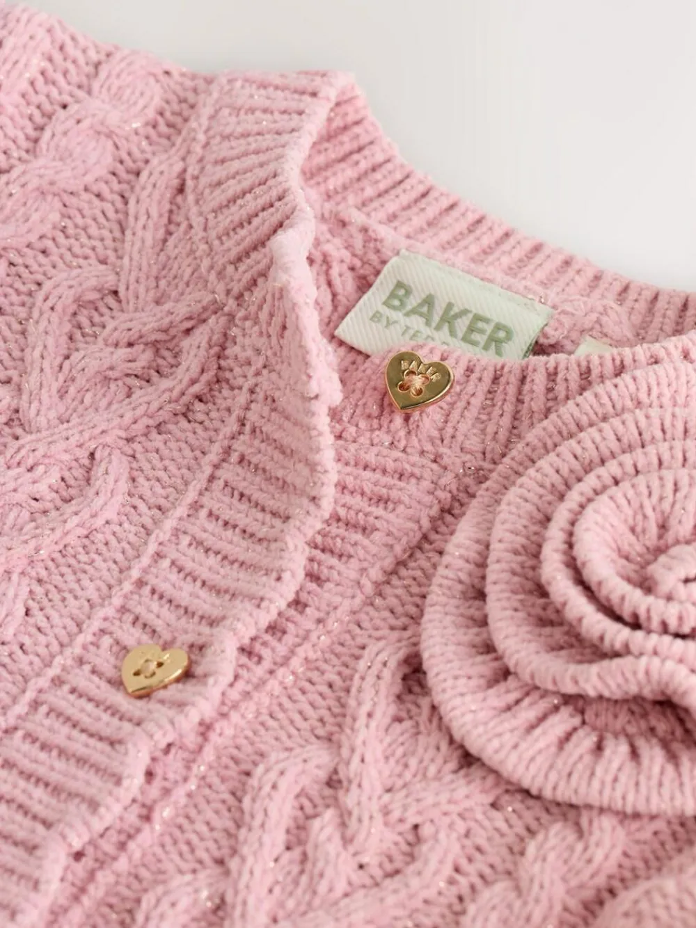 Outlet Baker by Ted Baker Knitted Corsage Cardigan Dusky Pink