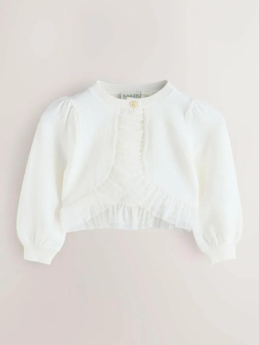 Baker by Ted Baker Knitted Mesh Ruffle Hem Cardigan^ Knitwear|Knitwear