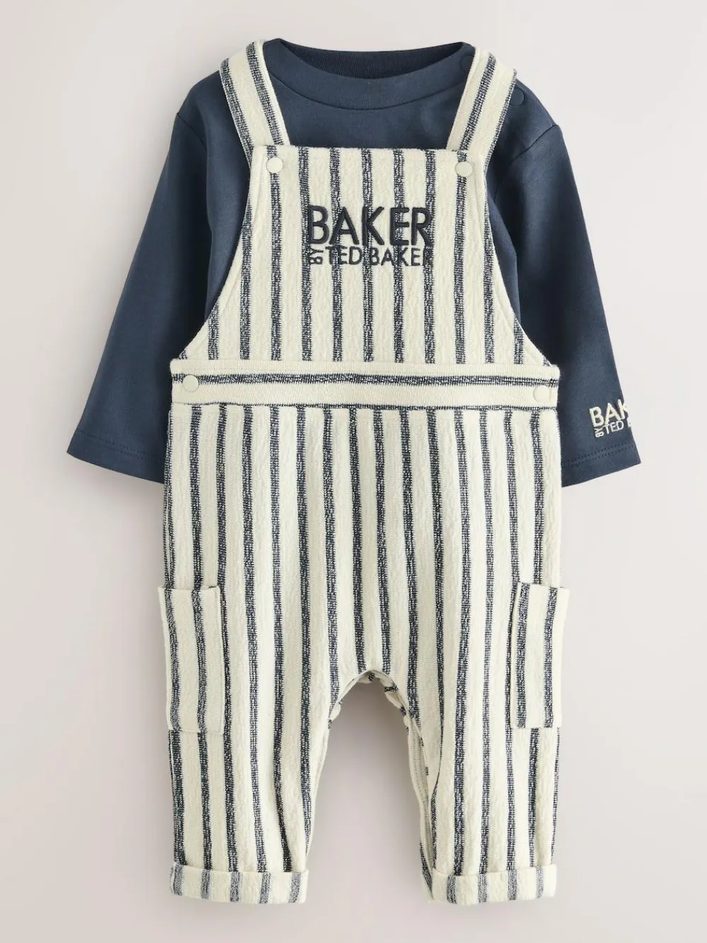 Baker by Ted Baker Long Sleeve T-Shirt and Striped Dungarees Set^BOY Dungarees