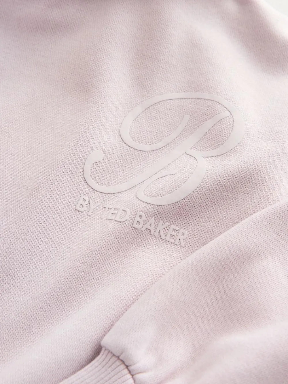 Best Baker by Ted Baker Oversized Satin Appliqué Back Print Pink/White Hoodie