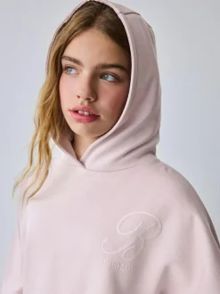 Best Baker by Ted Baker Oversized Satin Appliqué Back Print Pink/White Hoodie