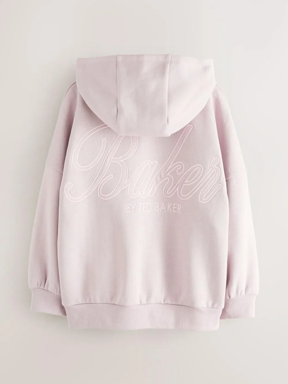 Best Baker by Ted Baker Oversized Satin Appliqué Back Print Pink/White Hoodie
