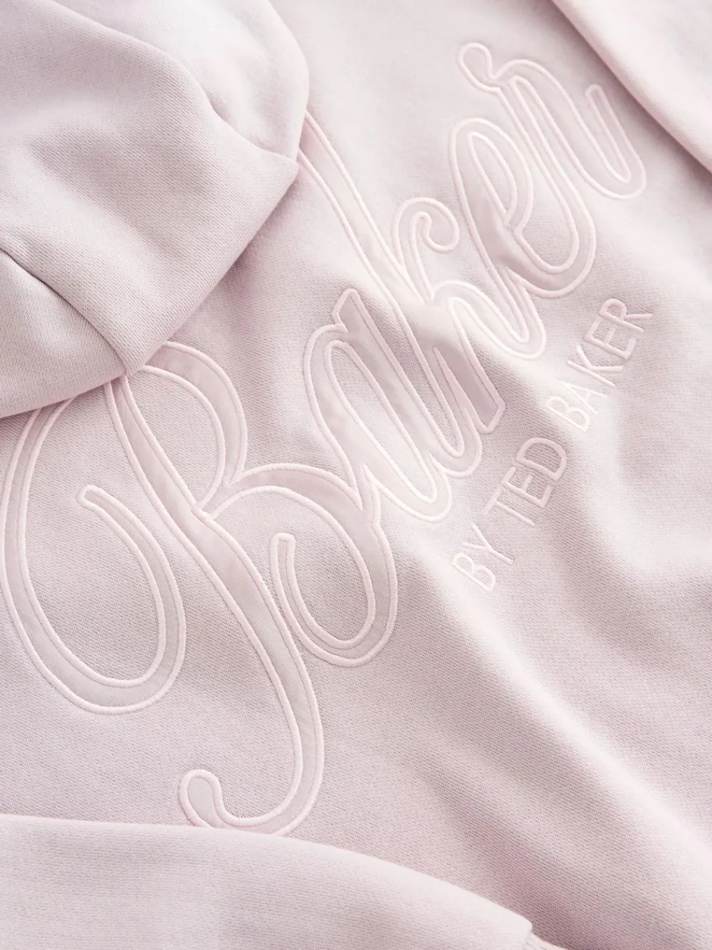 Best Baker by Ted Baker Oversized Satin Appliqué Back Print Pink/White Hoodie