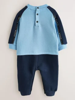 Clearance Baker by Ted Baker Panel Long Sleeve Romper Blue/Black