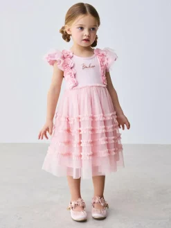 Discount Baker by Ted Baker Pink 3D Corsage Mesh Tier Dress