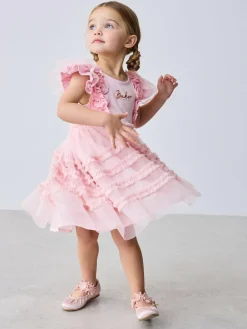 Discount Baker by Ted Baker Pink 3D Corsage Mesh Tier Dress