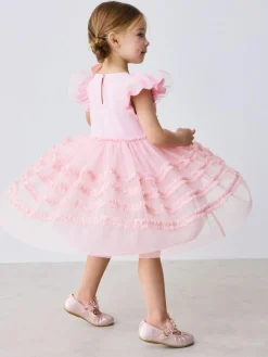 Discount Baker by Ted Baker Pink 3D Corsage Mesh Tier Dress