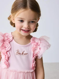 Discount Baker by Ted Baker Pink 3D Corsage Mesh Tier Dress