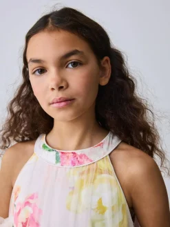 Baker by Ted Baker Pink 3D Fluffy Ruffle Mesh Overlay Halter Dress^ Dresses