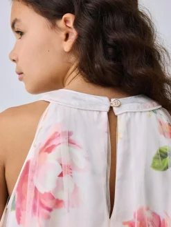 Baker by Ted Baker Pink 3D Fluffy Ruffle Mesh Overlay Halter Dress^ Dresses