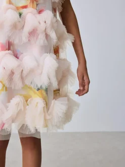 Baker by Ted Baker Pink 3D Fluffy Ruffle Mesh Overlay Halter Dress^ Dresses