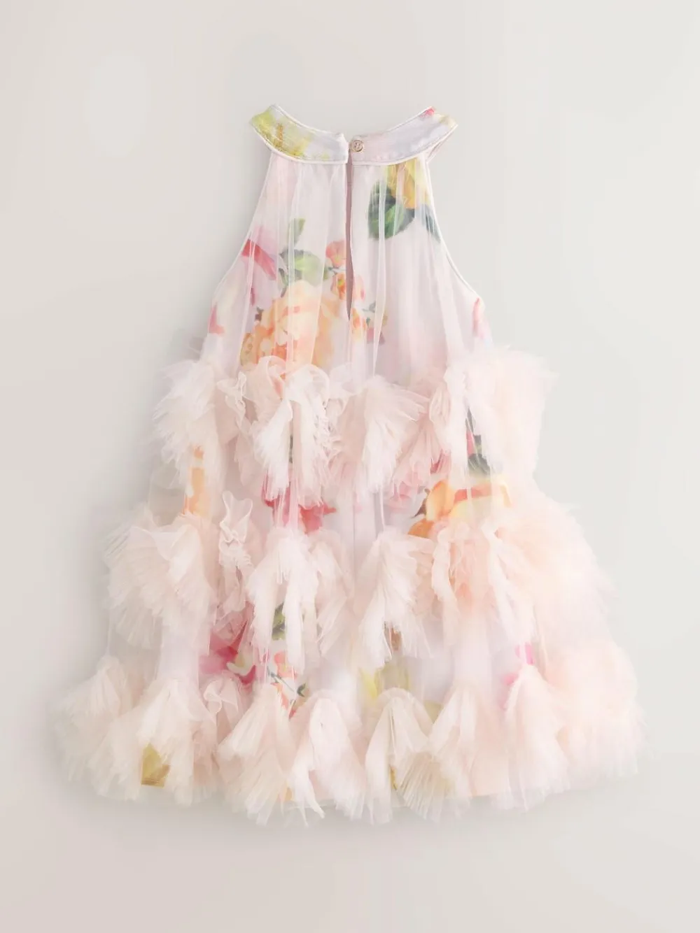 Baker by Ted Baker Pink 3D Fluffy Ruffle Mesh Overlay Halter Dress^ Dresses