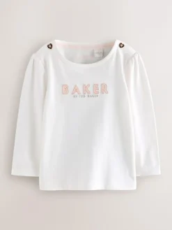 Hot Baker by Ted Baker Pink Jacquard Bow Dungarees & T-Shirt Set