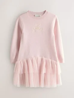 Best Baker by Ted Baker Pink Knitted Mesh Tulle Hem Dress