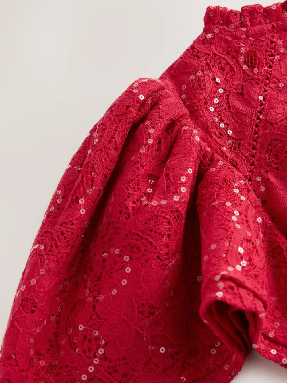 Discount Baker by Ted Baker Sequin Lace Angel Sleeve Dress Red