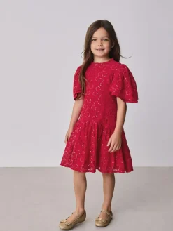 Discount Baker by Ted Baker Sequin Lace Angel Sleeve Dress Red