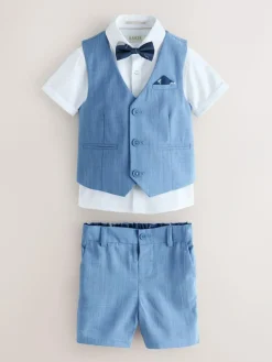 Online Baker by Ted Baker Shirt Waistcoat and Shorts Set Blue