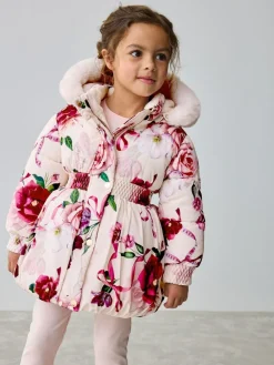 Baker by Ted Baker Shower Resistant Bubble Hem Padded Coat Pink