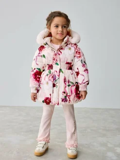 Baker by Ted Baker Shower Resistant Bubble Hem Padded Coat Pink