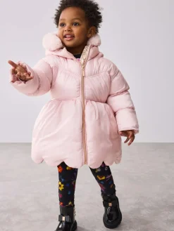 Baker by Ted Baker Shower Resistant Scallop Padded Coat With Detachable Bag Pink