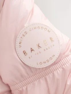 Baker by Ted Baker Shower Resistant Scallop Padded Coat With Detachable Bag Pink