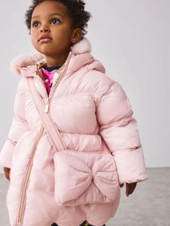 Baker by Ted Baker Shower Resistant Scallop Padded Coat With Detachable Bag Pink