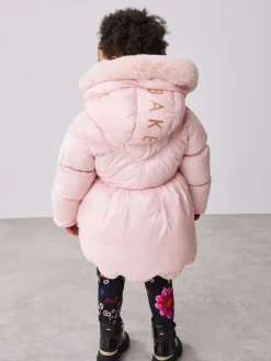 Baker by Ted Baker Shower Resistant Scallop Padded Coat With Detachable Bag Pink