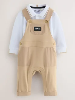 Baker by Ted Baker Stone Dungaree and Polo Shirt Set^BOY Dungarees