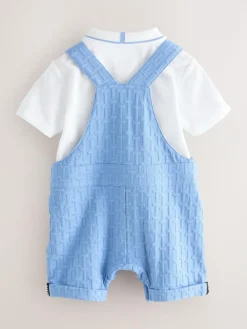 Baker by Ted Baker 'T' Texture Dungaree and Polo Shirt Set^BOY Dungarees